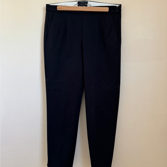 𝅺J.CREW Martie Pants Womens Black Ankle Crop Side Zip Pleated Stretch Size 4P - Picture 4 of 7